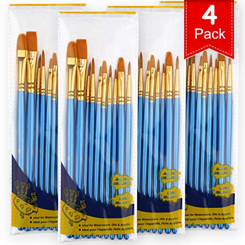 Paint Brushes for Acrylic Painting 4 Pack 40 Pcs Round Pointed Tip Artist Paintbrushes Miniature Brush Sets for Acrylic Watercolor Oil Gouache Canvas Painting Face Body Nail Art Model Crafts Paint Brushes for Acrylic Painting 4 Pack 40 Pcs Round Pointed Tip Artist Paintbrushes Miniature Brush Sets for Acrylic Watercolor Oil Gouache Canvas Painting Face Body Nail Art Model Crafts