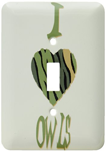 3dRose LLC lsp 122175 1 Camo Colored Striped I Love Owls Single Toggle Switch