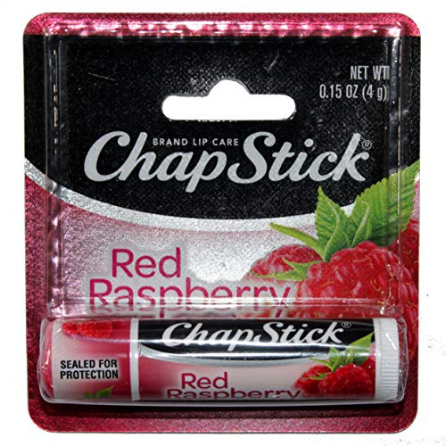 Chapstick  1  Stick Red Raspberry Flavored Lip Balm Lip Care Carded 0 15 oz
