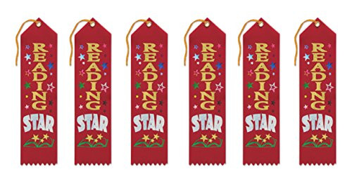 Beistle Reading Star Award Ribbons  2 by 8 Inch  6 Pack