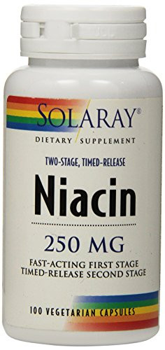 Solaray Niacin Two Stage  Timed Release Vegan  Veg Cap  Btl Plastic  250mg   100ct