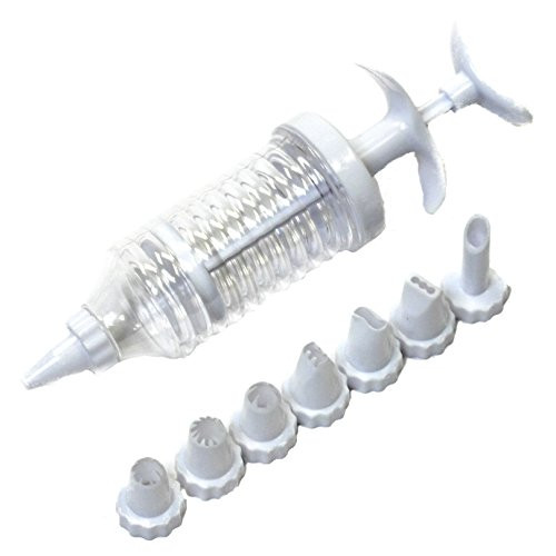 Chef Craft Sugar Cookie Icing Syringe with Tips 9pc 7  Baking Utensil  White