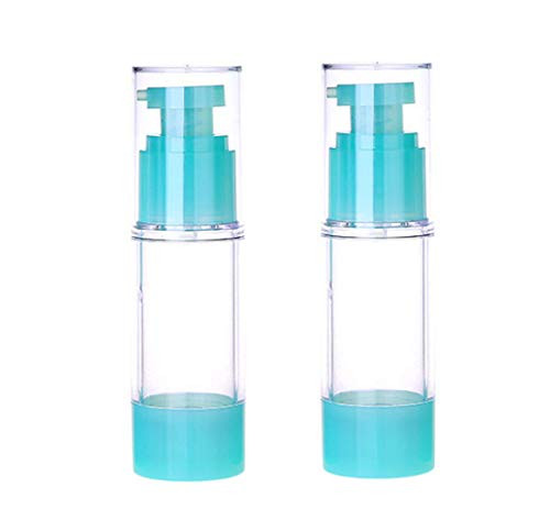 2PCS 50ML 1 67Oz Refillable Airless Vacuum Pump Travel Bottles Empty Green Airless Lotion Cream Pump Plastic Container Cosmetic Toiletries Bottle Dispenser Travel Containers Jars Pots size 5oML 1 67oz