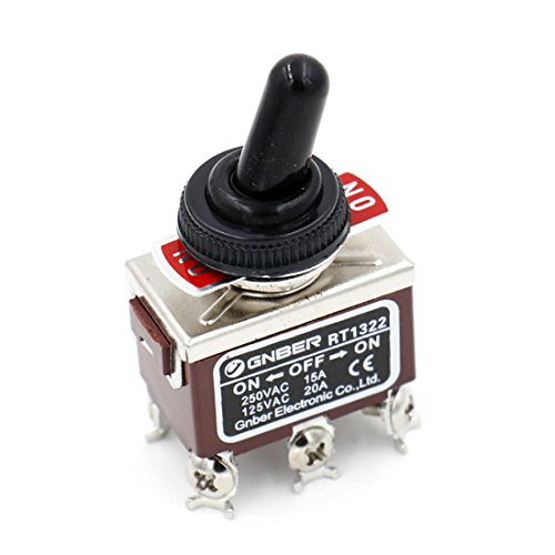Baomain AC 250V 15A ON Off ON 3 Position DPDT Toggle Switch with Waterproof Boot 2 Pack