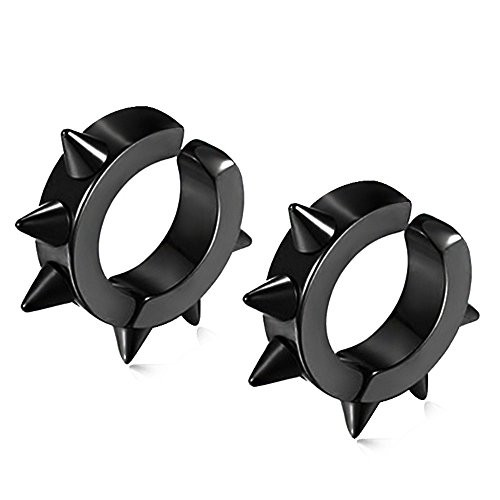 Men Women Jewelry Stainless Steel Clip On Earrings Hoop Spike Punk Earring Huggie Non Piercing Black Men Women Jewelry Stainless Steel Clip On Earrings Hoop Spike Punk Earring Huggie Non Piercing Black