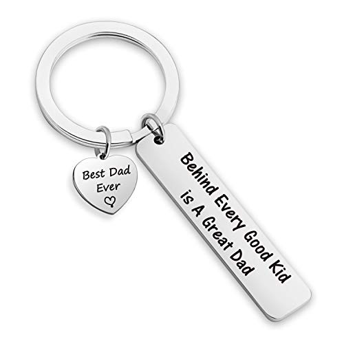 Gift for Dad Keychain Behind Every Good Kid is A Great Dad Appreciation Gift for Father Stepdad Gift Family Jewelry
