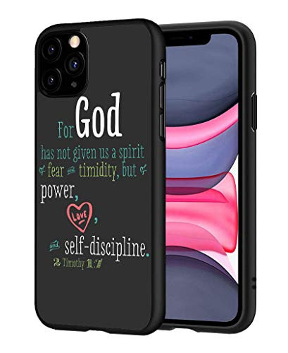 iPhone 11 Case  LOWORO Premium TPU Slim Shockproof Rubber Protective Case Cover for iPhone 11  2019  6 1 inch  Bible Verse Quotes 2 Timothy 1 7