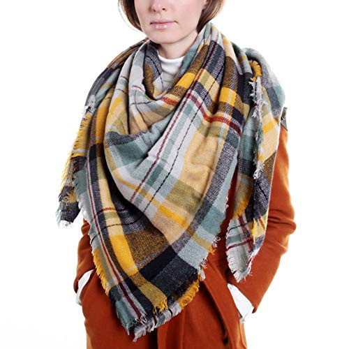 Scarfs for Women Plaid Blanket Neck Scarf Fall Winter Tartan Wraps Shawl Cape