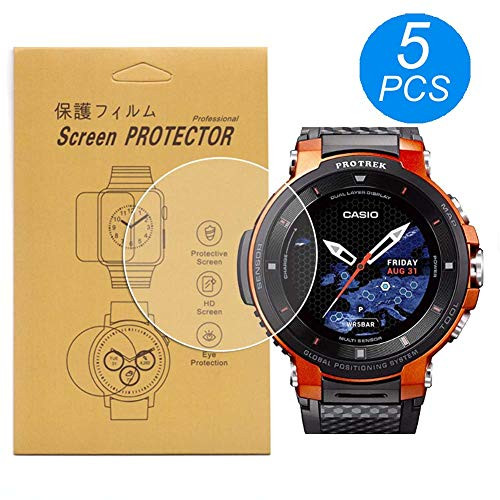 5 Pcs  for Casio WSD F30 Watch Screen Protector  Full Coverage Screen Protecto HD Clear Anti Bubble and Anti Scratch for WSD F30 RGBAU