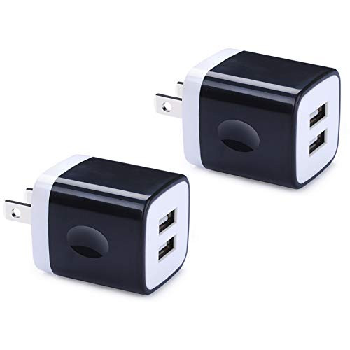 USB Wall Charger  UorMe 2 Pack 2 1A 5V Dual Port Black USB Power Adapters Charging Block Charge Plug Box Compatible iPhone 11 Xs Max XR X 8 8 Plus 7 6S 6  Samsung A20 S10 S9  LG G6  Moto  Cell Phones
