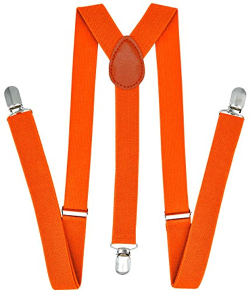 Trilece Suspenders for Men   Adjustable Elastic Y Back Style Suspender   Strong Clips   Various Colors  Orange