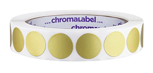 ChromaLabel 3 4 Inch Round Permanent Color Code Dot Stickers  1000 per Roll  Metallic Gold