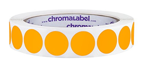 ChromaLabel 3 4 Inch Round Permanent Color Code Dot Stickers  1000 per Roll  Fluorescent Orange