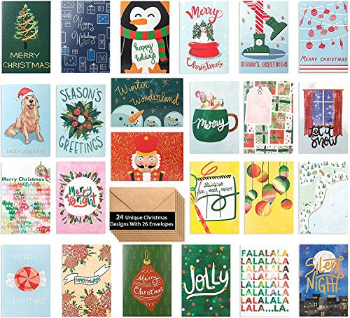 24 Watercolor Christmas Cards Assorted Holiday Greeting Cards in 24 Unique Watercolor Designs Christmas Greeting Card Include 24 Kraft Envelopes Bulk Assorted Christmas Cards 4 x 6 Inches 24 Watercolor Christmas Cards Assorted Holiday Greeting Cards in 24 Unique Watercolor Designs Christmas Greeting Card Include 24 Kraft Envelopes Bulk Assorted Christmas Cards 4 x 6 Inches