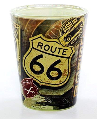 Route 66 Garage Collage Full Wrap Shot Glass rtp
