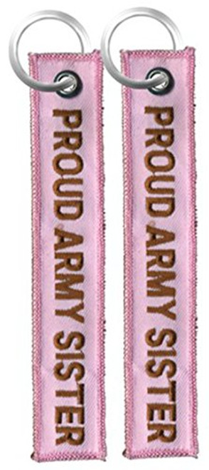 U S  Army Proud Army Sister Pink Embroidered Key Chain