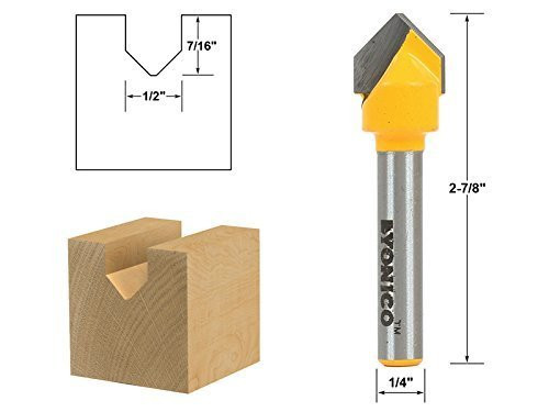 Yonico 14988q 90 Degree X 1 2 Inch Diameter V Groove Flat Bottom Router Bit 1 4 Inch Shank