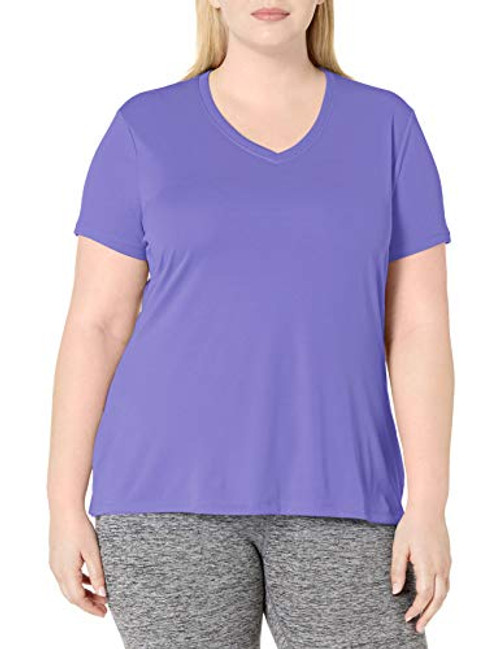 Just My Size Women s Plus Size Cooldri s V Neck  Petal Purple  1X