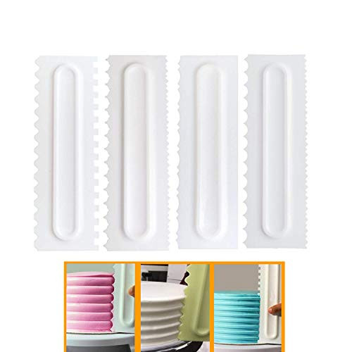 4 Pack Cake Scraper Set Cake Decorating Cream Comb Icing Smoother Fondant Spatulas Cake Edge Smoother Cream Scraper Plastic Scraper Cake Styling Tool Sculpting   Modeling Tools   8 Design