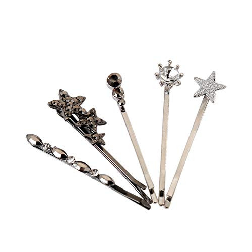 5Pcs Silver Vintage Rhinestone Barrettes Bobby Pins Fashion Side Clip Hairpin Hair Clip Hair Accessories for Women 5Pcs Silver Vintage Rhinestone Barrettes Bobby Pins Fashion Side Clip Hairpin Hair Clip Hair Accessories for Women