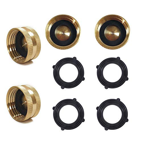 4 Pieces 3 4 Inch Garden Hose Female End Cap with Washers Brass Hose Cap Contains a Total of 8 Pieces Washers for Home Garden Use