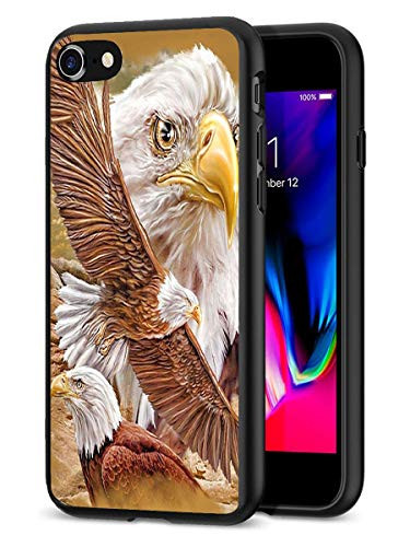ZHEERIY iPhone SE Case 2020  iPhone 8 Case  iPhone 7 Case Clear Cases for iPhone SE 2nd Generation  iPhone 8 and iPhone 7  Retro Bald Eagle
