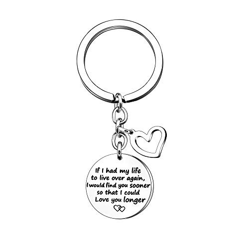 CAROMAY Couples Key Chain Rings Love Valentines Day Keychain Engraved Birthday Keyring Gift for Wife Husband Boyfriend Girlfriend