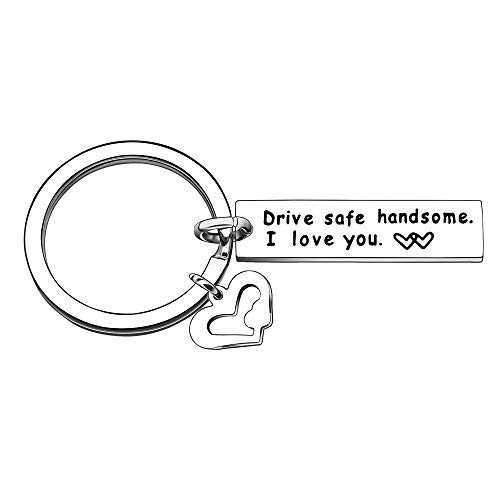 CAROMAY Boyfriend Key Chain Rings Valentines Day Men Birthday Keychain Husband Keyring Love Gift Drive Safe Handsome