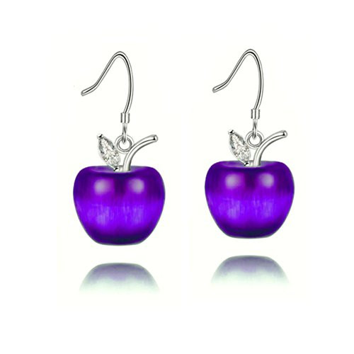 Uloveido White Gold Plated Full Purple Cubic Zirconia Birthstone Apple Drop Dangle Earrings for Women Dangling Jewelry Earrings for Girls Christmas Jewelry Gift YL007 E Uloveido White Gold Plated Full Purple Cubic Zirconia Birthstone Apple Drop Dangle Earrings for Women Dangling Jewelry Earrings for Girls Christmas Jewelry Gift YL007 E