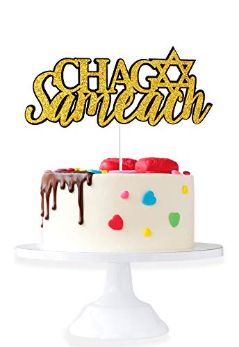 Chag Sameach Cake Topper   Happy Passover Gold Glitter Star Of David Cake Décor   Pesach Jewish Holiday Party Decorations