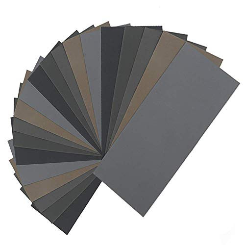 Assorted Grit Sandpaper 1000 2000 3000 5000 7000 Wood Furniture Finishing Metal Automotive Polishing  Wet Dry Sanding Abrasive Variety Pack  9x3 6 Inch  20 Sheet