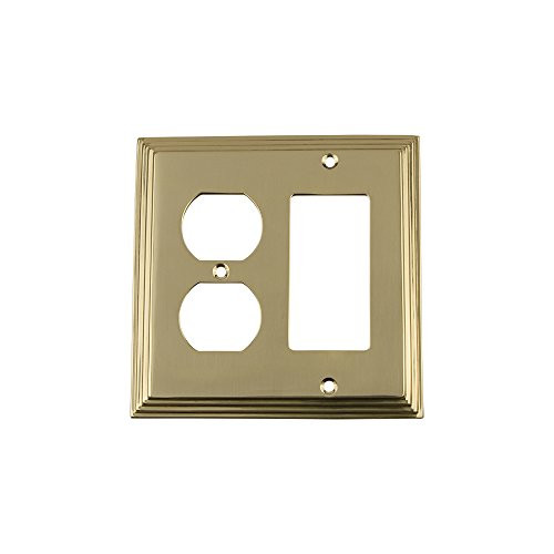 Nostalgic Warehouse 719960 Deco Switch Plate with Rocker and Outlet Polished Brass