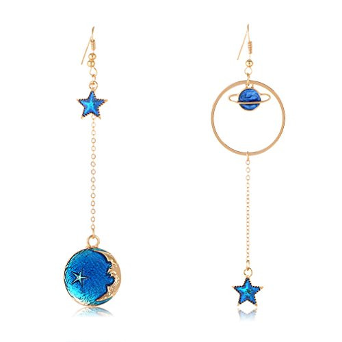 SUNSCSC Enamel Moon Star Earth Planet Drop Hook Earrings Long Pendant Dangle Jewelry for Woman Girls Long W757 SUNSCSC Enamel Moon Star Earth Planet Drop Hook Earrings Long Pendant Dangle Jewelry for Woman Girls Long W757