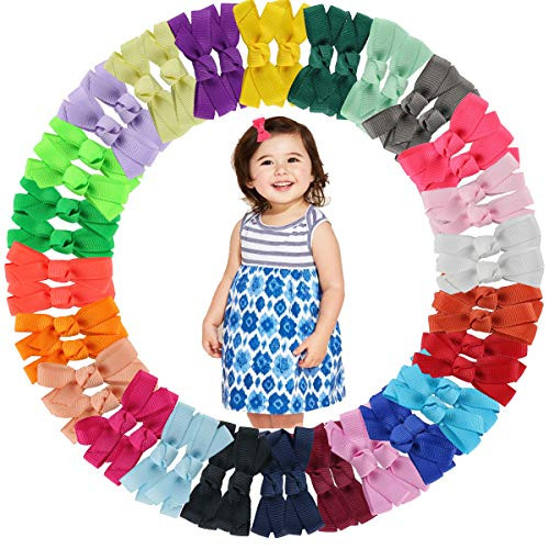 50PCS 2Inch Mini Hair Bows Clips Boutique Grosgrain Ribbon Hair Bows Alligator Hair Clips Barrettes for Baby Girls Infants Toddlers Kids Children Set of 25 Pairs