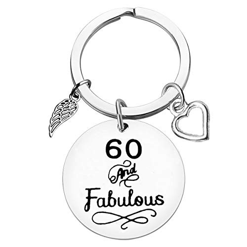 60th Birthday Keychain Happy 60th Birthday Gifts for Women Men 60 And Fabulous Keychain 60th Birthday Key Ring Sixty birthday Keychain 60 Years Old Gift for Grandma  Grandpa Mom and Dad