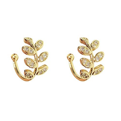 Ear Cuffs S925 Sterling Silver 18K Gold Plated Leaf Non Piercing Ear Clip Cuff Wrap Earrings Hypoallergenic Earring for Women  1 pair
