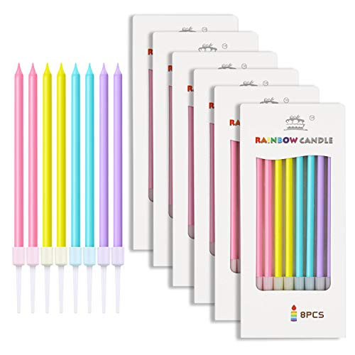 BEANLIEVE Colorful 48 Count Birthday Candles   Birthday Candle Long Thin Cake Candles Cupcake Candles for Birthday  Wedding  Lucky Party Decoration