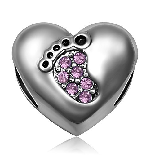JMQJewelry Heart Baby Foot Birthday Birthstone June Puple Love Charms for Bracelets Wife Sister Mom Gifts JMQJewelry Heart Baby Foot Birthday Birthstone June Puple Love Charms for Bracelets Wife Sister Mom Gifts