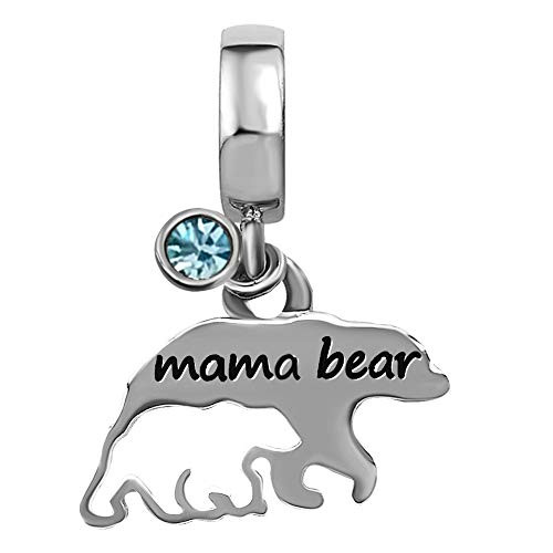 JMQJewelry Love Mama Bear Birthday Birthstone March Blue Charms for Bracelets Grandma Mom Sister Gifts JMQJewelry Love Mama Bear Birthday Birthstone March Blue Charms for Bracelets Grandma Mom Sister Gifts