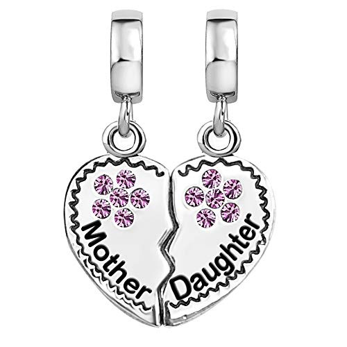 JMQJewelry Clover Heart Love Mother Dangle Pink Purple Birthday June Birthstone Charms for Bracelets Women Jewelry JMQJewelry Clover Heart Love Mother Dangle Pink Purple Birthday June Birthstone Charms for Bracelets Women Jewelry