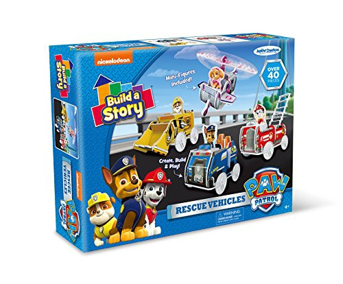 Nickelodeon Build A Story Paw Patrol Rescue Vehicles Building Playset, Multi-Color