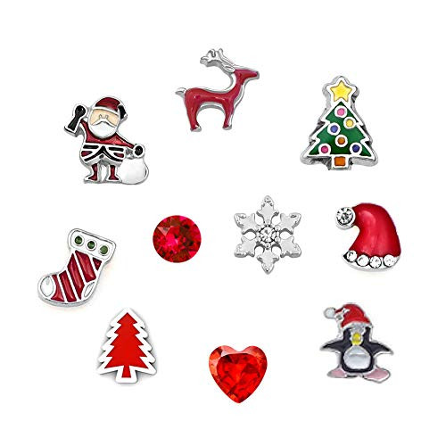 Corykeyes Santa Snowflake Floating Charms Set for Glass Living Memory Locket Necklace  Style2