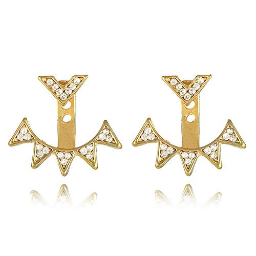 Ear Stud Crawler Earrings Cuff Climber Ear Wrap Pin Cute Women Vine Chandelier Rhinestone Jewelry  Gold