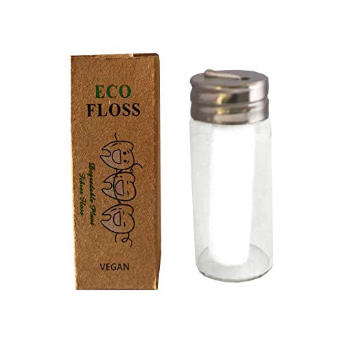 N Noble One Eco friendly Biodegradable Natural Corn Fiber Silk Dental Floss  30m  with Refillable Glass Jar
