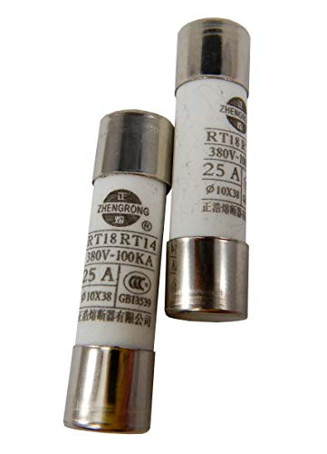 Zephyr Low Breaking Ceramic Cartridge Fuse  Set of 2  10x38mm 380V  25 Amp
