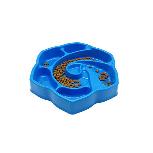 Redmogo Slow Feeder Dog Bowl Interactive Fun Feeding Pet Bowl Stop Bloat IQ Treat Cat Slow Feed Dog Food Bowl   Blue