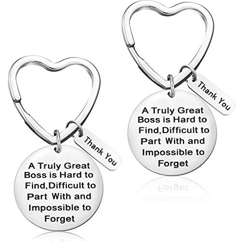 2 Pieces Boss Gift A Truly Great Boss is Hard to Find Keychain Boss Appreciation Gift Birthday Keychain Mentor Retirement Gift Leaving Gift for Women and Men