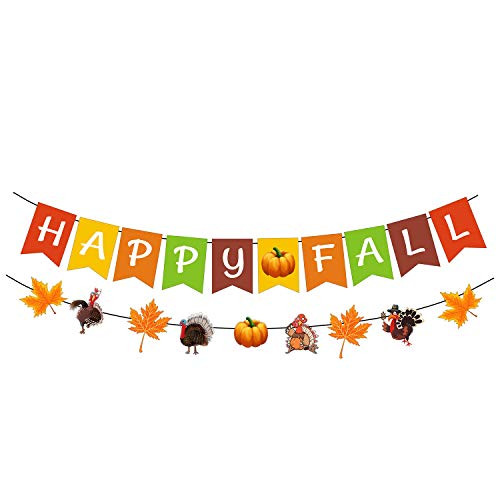 Happy Fall Banner Thanksgiving Fall Decorations Autumn Turkey Pumpkins Maple Leaves Garlands Bunting Mantel Fireplace Décor Happy Fall Banner Thanksgiving Fall Decorations Autumn Turkey Pumpkins Maple Leaves Garlands Bunting Mantel Fireplace Décor