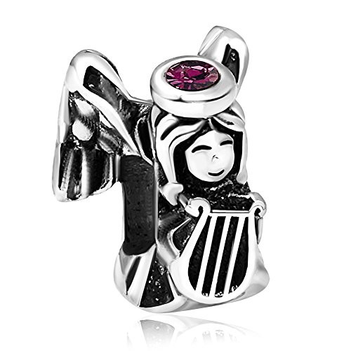 JMQJewelry Angel Wings February Birthstone Purple Birthday Charms for Bracelets Women Jewelry JMQJewelry Angel Wings February Birthstone Purple Birthday Charms for Bracelets Women Jewelry