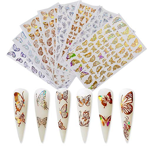 BFY Butterfly Nail Art Decals Sticker Gold Nail Art Adhesive Sticker 8 Sheets Butterfly Design Nail Foil 3D Luxury Laser Gold and Silver Color Butterflies Sticker for Acrylic Nails Design BFY Butterfly Nail Art Decals Sticker Gold Nail Art Adhesive Sticker 8 Sheets Butterfly Design Nail Foil 3D Luxury Laser Gold and Silver Color Butterflies Sticker for Acrylic Nails Design